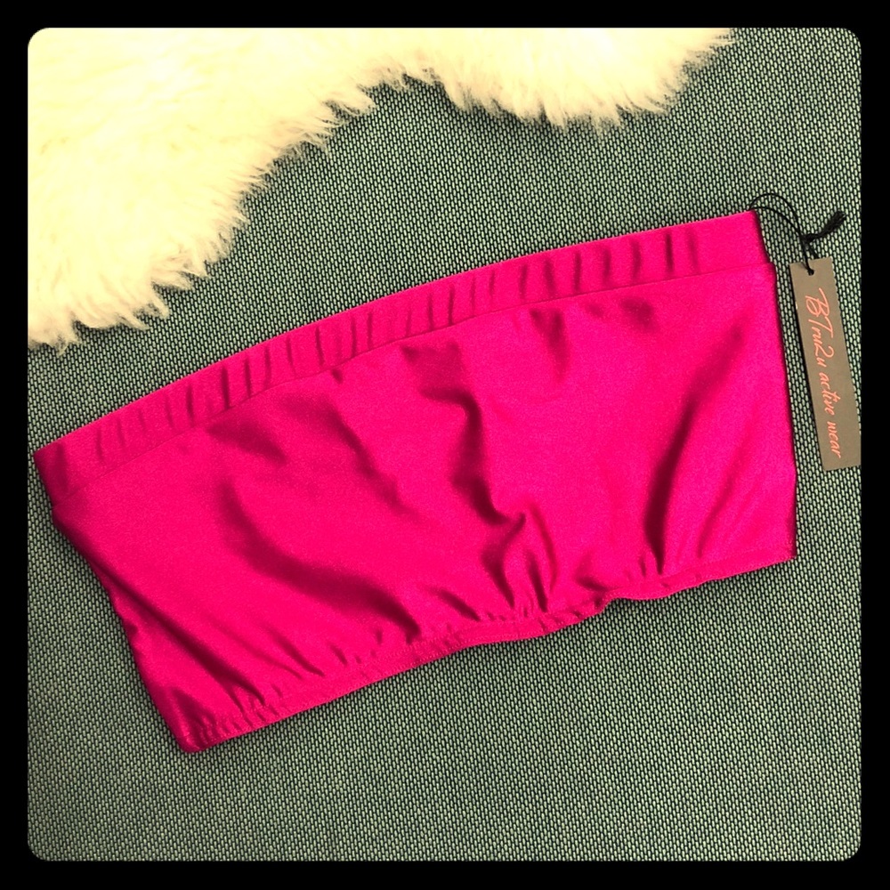 NWT BTru2u Active Wear Fuchsia Bandeau Top Sz S